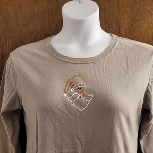 Vtg M&C Sportswear Size XL Holiday Long Sleeve Shirt Womans Christmas Santa 90s